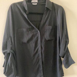 Express Slim Fit Portofino Shirt Size M - Black